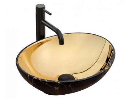 Купити Умывальник раковина REA SOFIA IN MARBLE MAT BLACK GOLD накладной