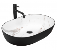 Умивальник раковина REA CLEO 61 BLACK AIAX MATT накладний білий/чорний
