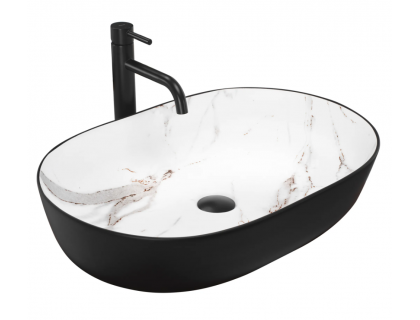 Купити Умывальник раковина REA CLEO 61 BLACK AIAX MATT накладной белый/черный
