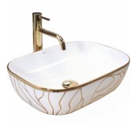 Умивальник раковина REA BELINDA WAVE WHITE GOLD накладний білий