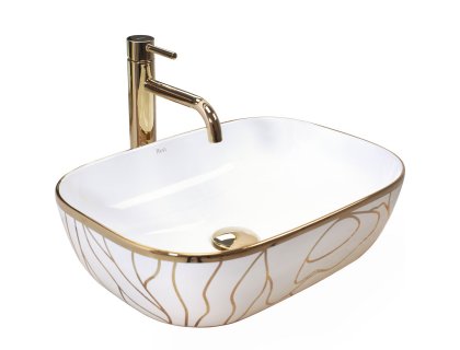 Купити Умывальник раковина REA BELINDA WAVE WHITE GOLD накладной белый
