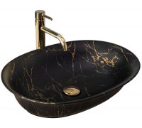 Умивальник раковина REA ROMA MARBLE BLACK MAT накладний чорний матовий