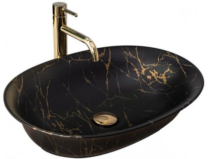Купити Умывальник раковина REA ROMA MARBLE BLACK MAT накладной черный матовый