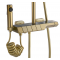 Купити Душевая штанга с верхним душем REA ROB BRUSHED GOLD цвет золотой-чёрный с термостатом и изливом