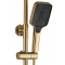 Купити Душевая штанга с верхним душем REA ROB BRUSHED GOLD цвет золотой-чёрный с термостатом и изливом