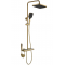Купити Душевая штанга с верхним душем REA ROB BRUSHED GOLD цвет золотой-чёрный с термостатом и изливом