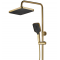 Купити Душевая штанга с верхним душем REA ROB BRUSHED GOLD цвет золотой-чёрный с термостатом и изливом