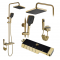 Купити Душевая штанга с верхним душем REA ROB BRUSHED GOLD цвет золотой-чёрный с термостатом и изливом