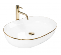 Умивальник раковина REA CLEO 61 WHITE GOLD EDGE накладний білий