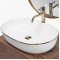 Купити Умывальник раковина REA CLEO 61 WHITE GOLD EDGE накладний білий