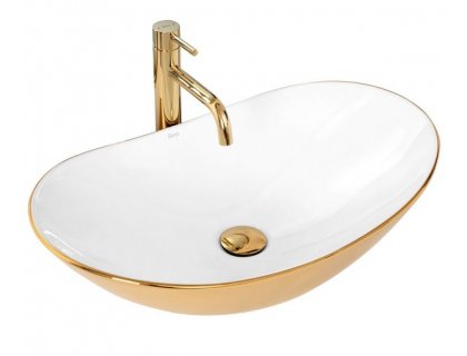 Купити Умывальник раковина REA ROYAL WHITE GOLD накладной белый/золотой
