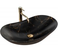 Умивальник раковина REA ROYAL 60 MARBLE BLACK MATT накладний чорний