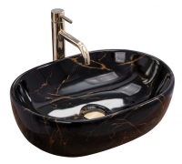 Умивальник раковина REA AMELIA BLACK MARBLE SHINY накладний чорний