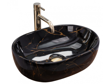 Купити Умывальник раковина REA AMELIA BLACK MARBLE SHINY накладной черный