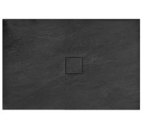 Душовий піддон з мінерального акрилу прямокутний низький REA BLACK STONE чорний 80X100