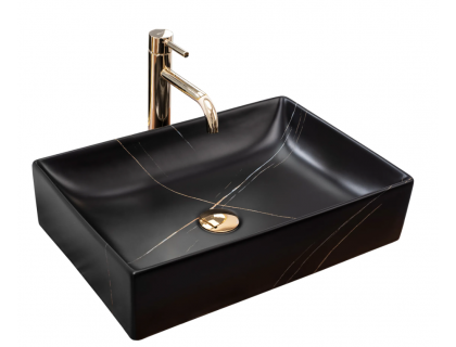 Купити Умывальник раковина REA INGA BLACK MARBLE MAT накладной черный матовый